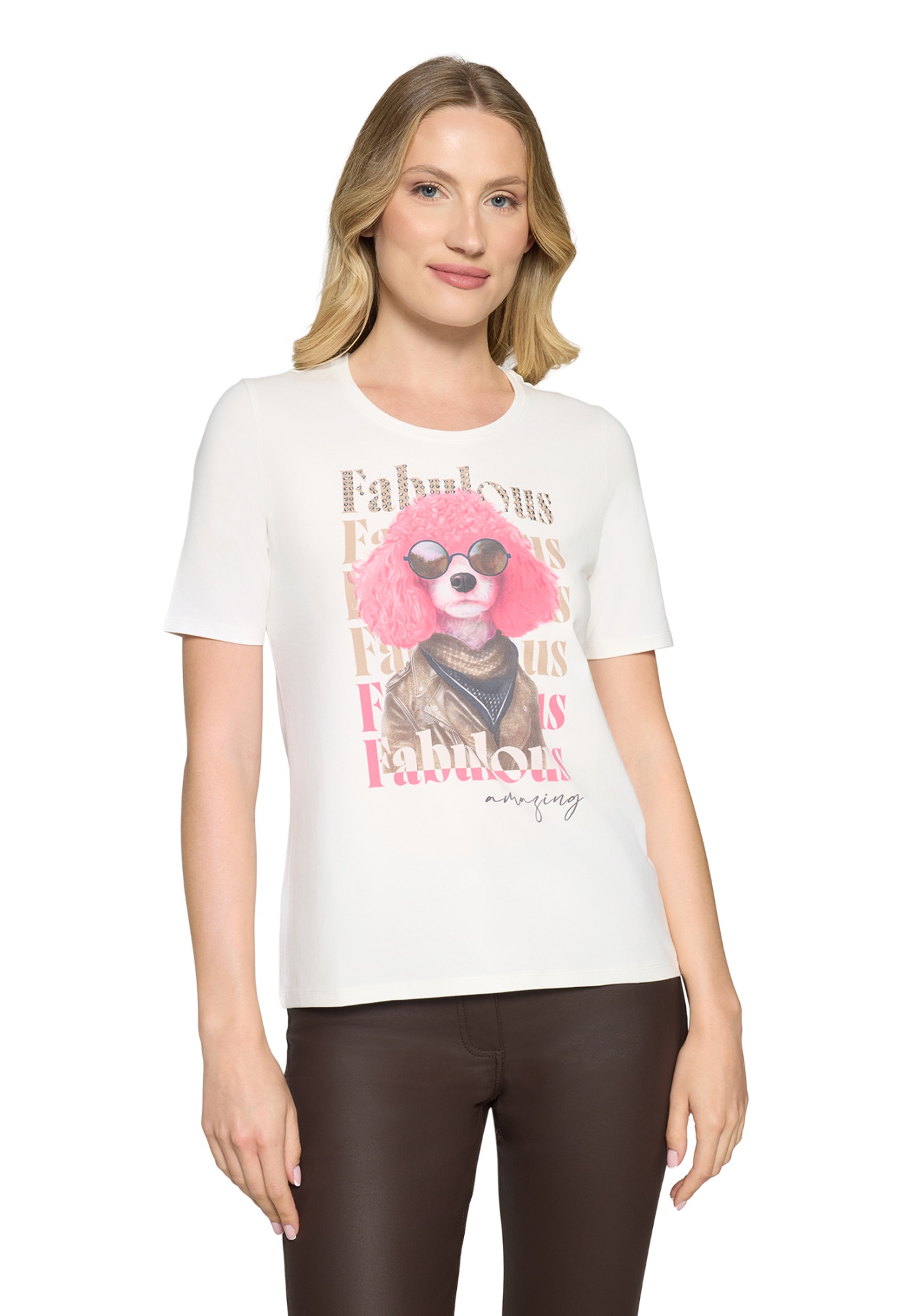 ФУТБОЛКА BETTY BARCLAY белая с ярким fashion-принтом и аккуратным повседневным кроем