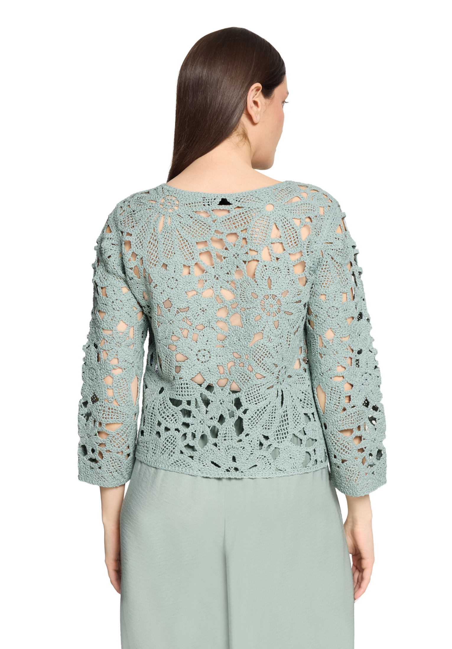 ДЖЕМПЕР BETTY BARCLAY ажурный с крупной фактурной вязкой и цветочными мотивами