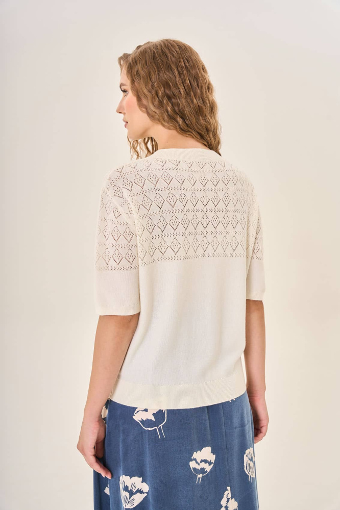 ДЖЕМПЕР STERN с мериносовой шерстью и ажурной вывязкой по линии плеч